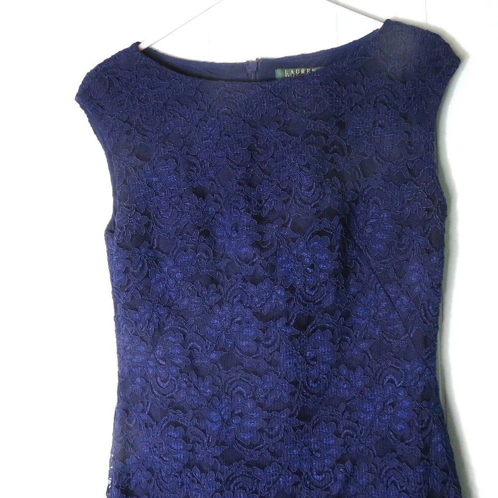 Lauren Ralph Lauren Blue Lace Dress Sleeveless Size 8